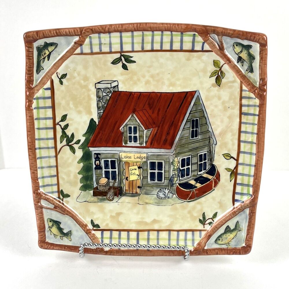 Susan Winget Decorative Plate Lake Lodge Fishing Cottage Core Lake house decor